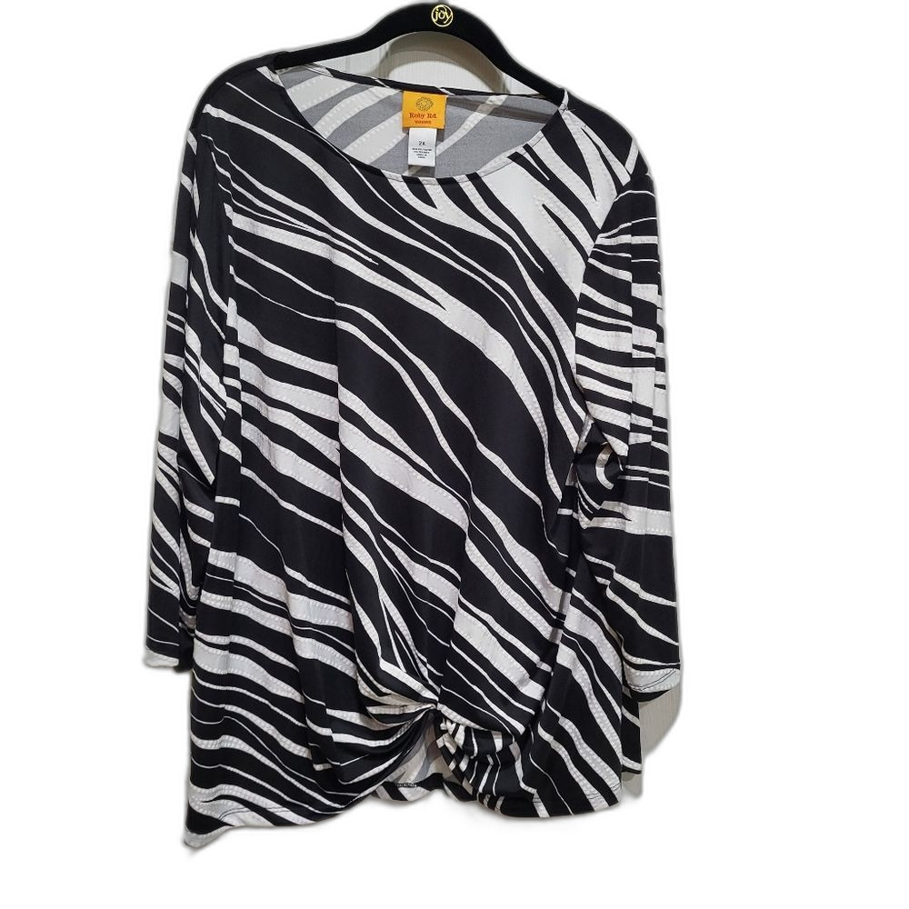 Sparkly Zebra Stripe Long Top with Long Sleeves - 2X